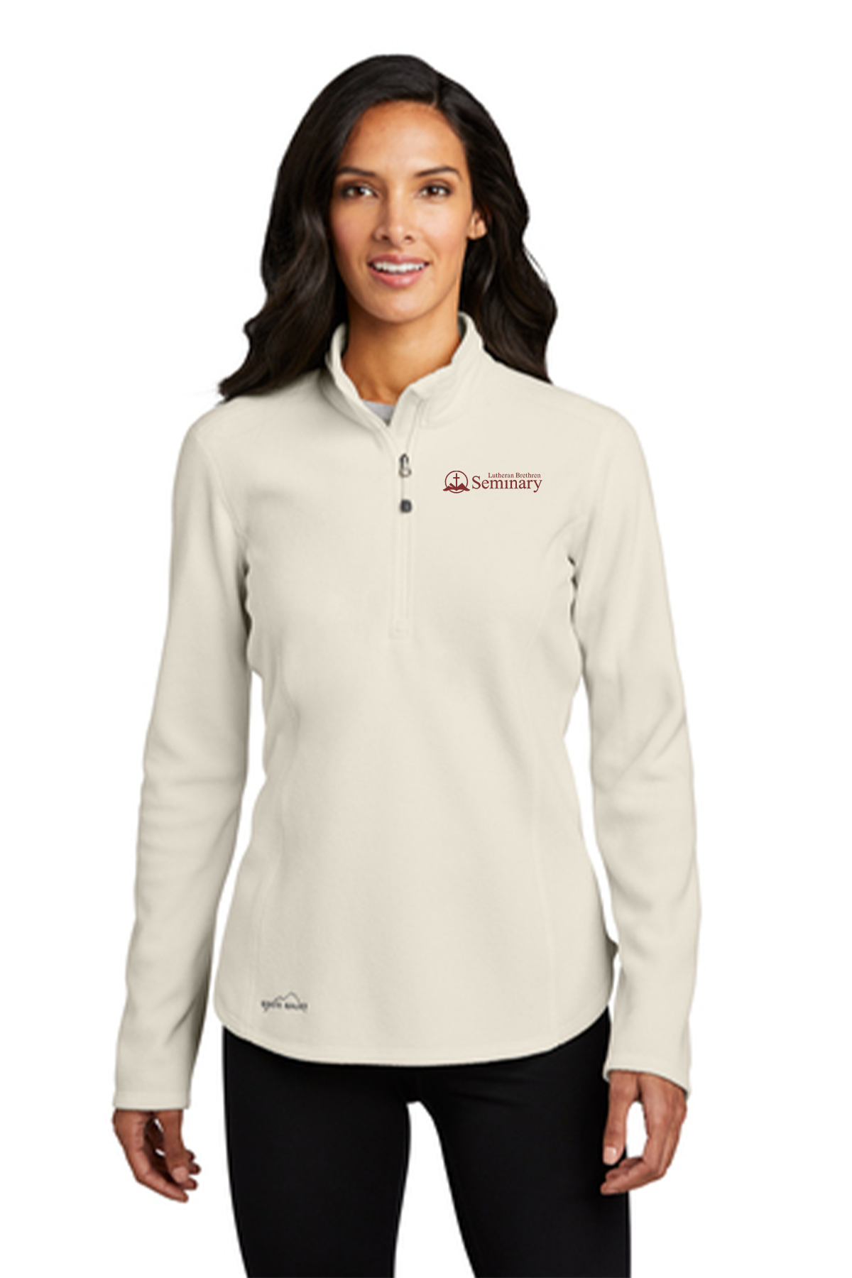 Eddie Bauer Ladies 1/2-Zip Microfleece Jacket with left chest embroidery. Stitching will vary depending on color of item.