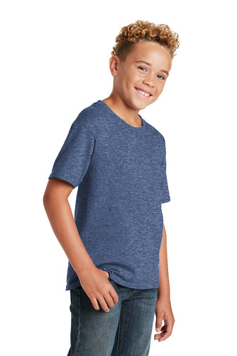 Jerzees® - Youth Dri-Power® 50/50 Cotton/Poly T-Shirt with left chest embroidery. Stitching will vary depending on color of item.
