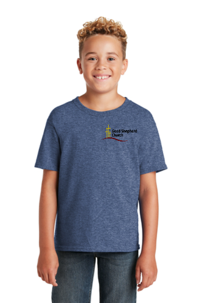 Jerzees® - Youth Dri-Power® 50/50 Cotton/Poly T-Shirt with left chest embroidery. Stitching will vary depending on color of item.