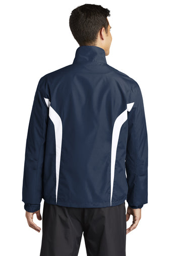 Sport-Tek® Colorblock Raglan Jacket with left chest embroidery. Stitching will vary depending on color of item.