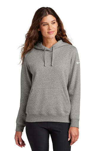 Nike Women's Club Fleece Sleeve Swoosh Pullover Hoodie with full front embroidery