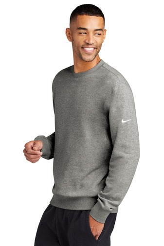 Nike Club Fleece Sleeve Swoosh Crew with choice of full front or left chest embroidery