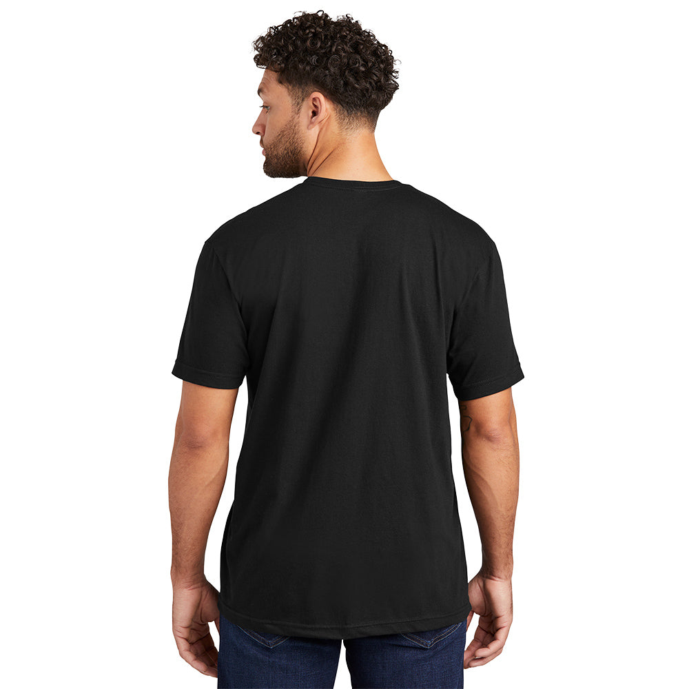 Gildan® Softstyle® CVC Tee with screen print with Left chest Embroidery. Stitch color will vary depending on the color of the item.