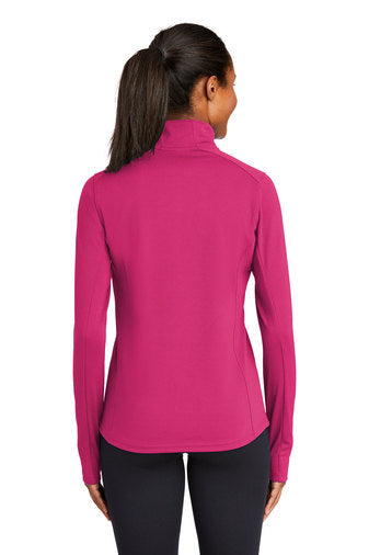 Sport-Tek® Women's Sport-Wick® Textured 1/4-Zip Pullover with left chest embroidery. Stitching will vary depending on color of item.