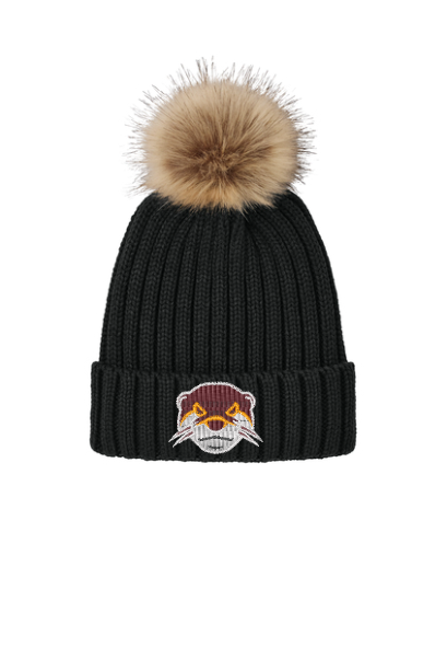 Port Authority® Faux Fur Pom Beanie with choice otter face or FF embroidery