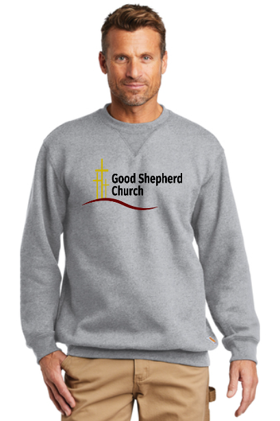Carhartt ® Midweight Crewneck Sweatshirt with center chest embroidery. Print color will vary depending on the color of the item.