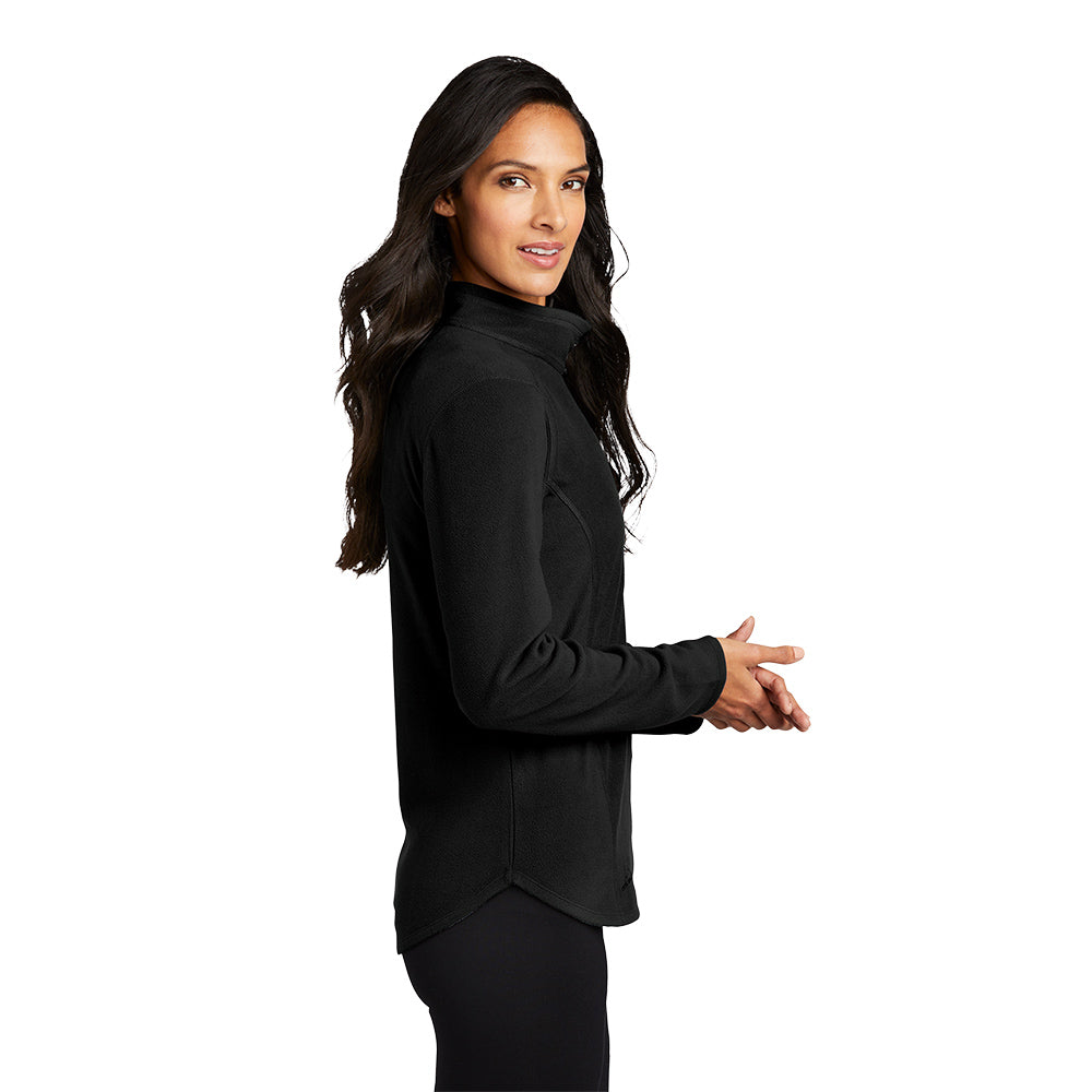Eddie Bauer Ladies 1/2-Zip Microfleece Jacket with left chest embroidery. Stitching will vary depending on color of item.