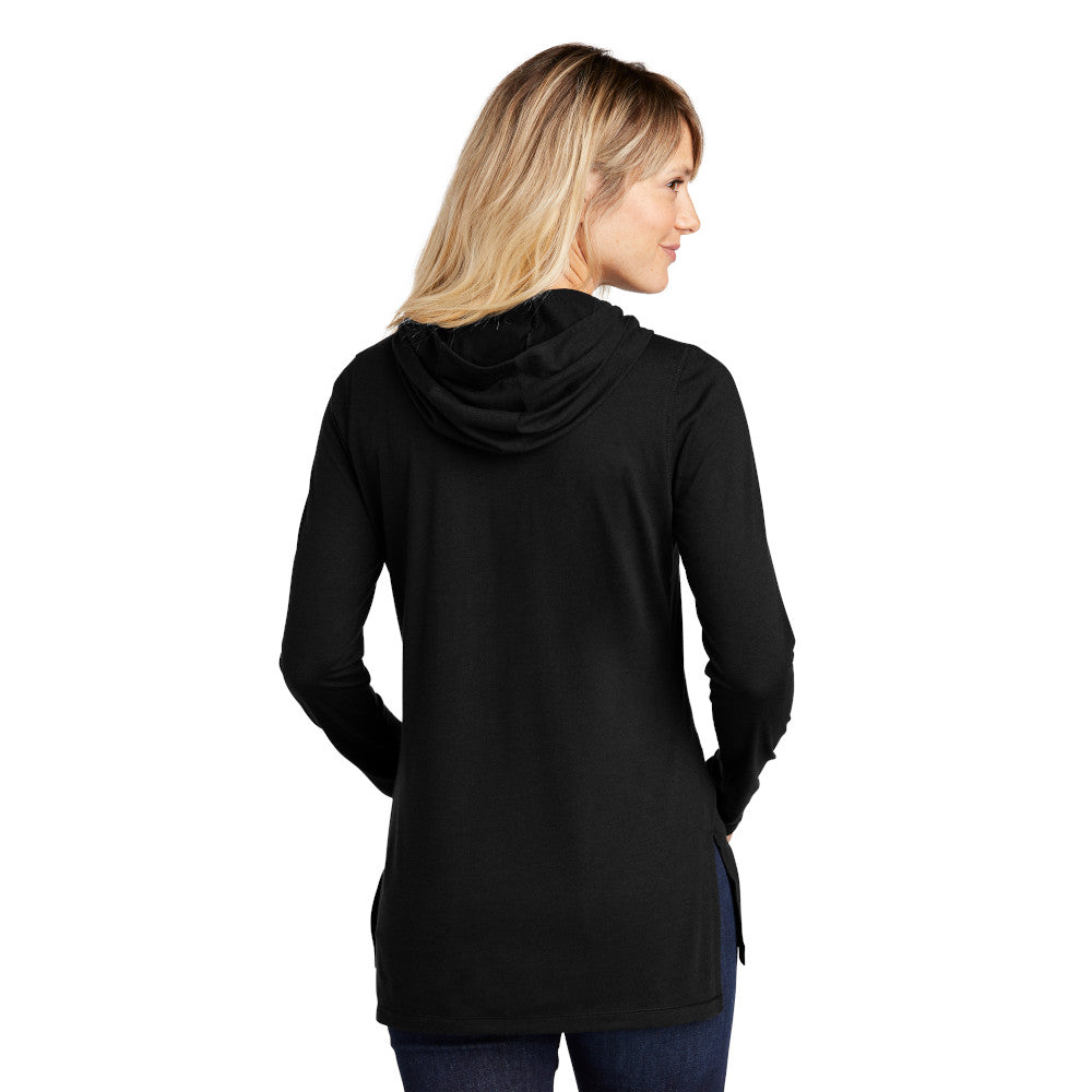 Sport-Tek ® Ladies PosiCharge ® Tri-Blend Wicking Long Sleeve Hoodie with left chest embroidery. Thread color will vary depending on the color of the item.