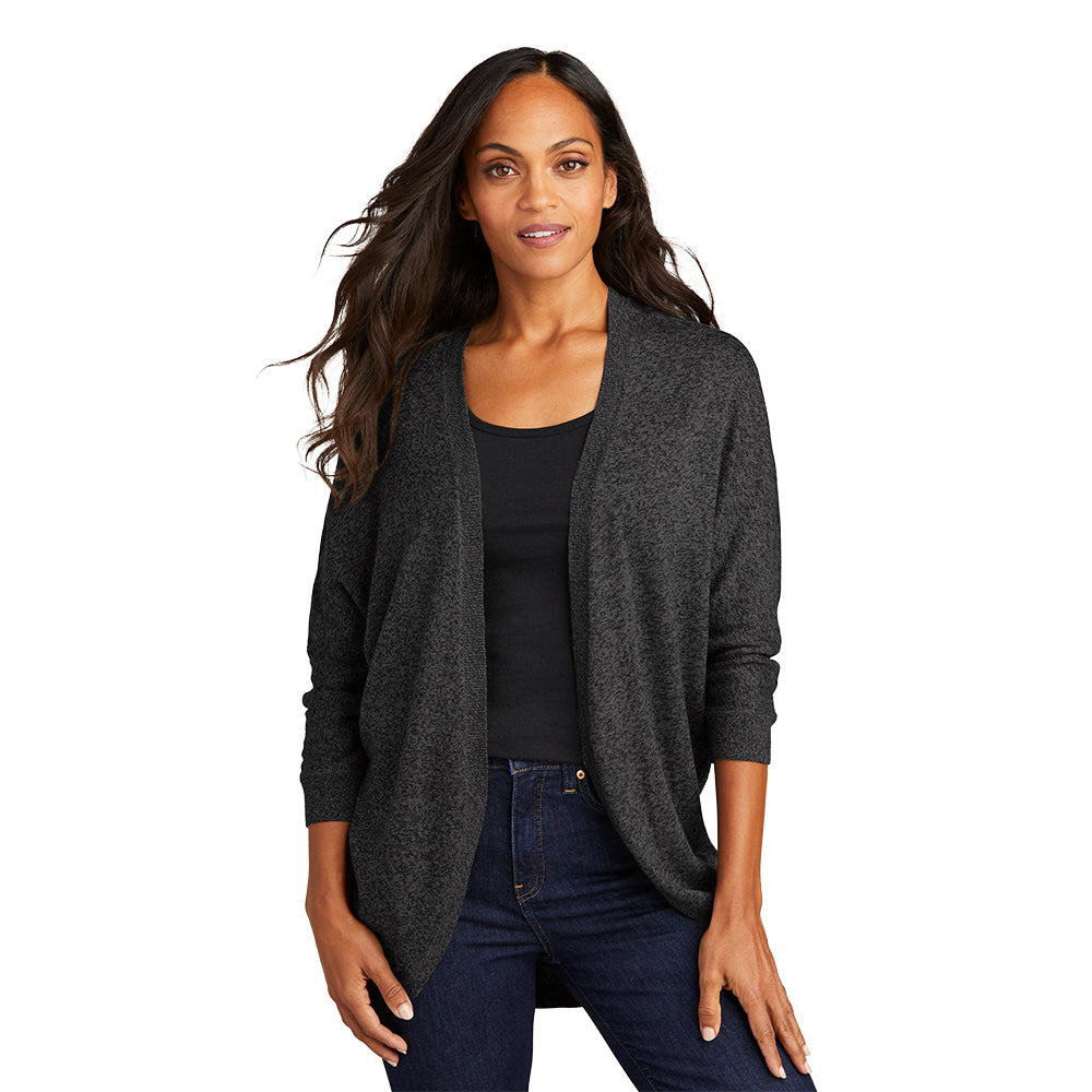 Port Authority Ladies Marled Cocoon Sweater with left chest embroidery. Stitching will vary depending on color of item.