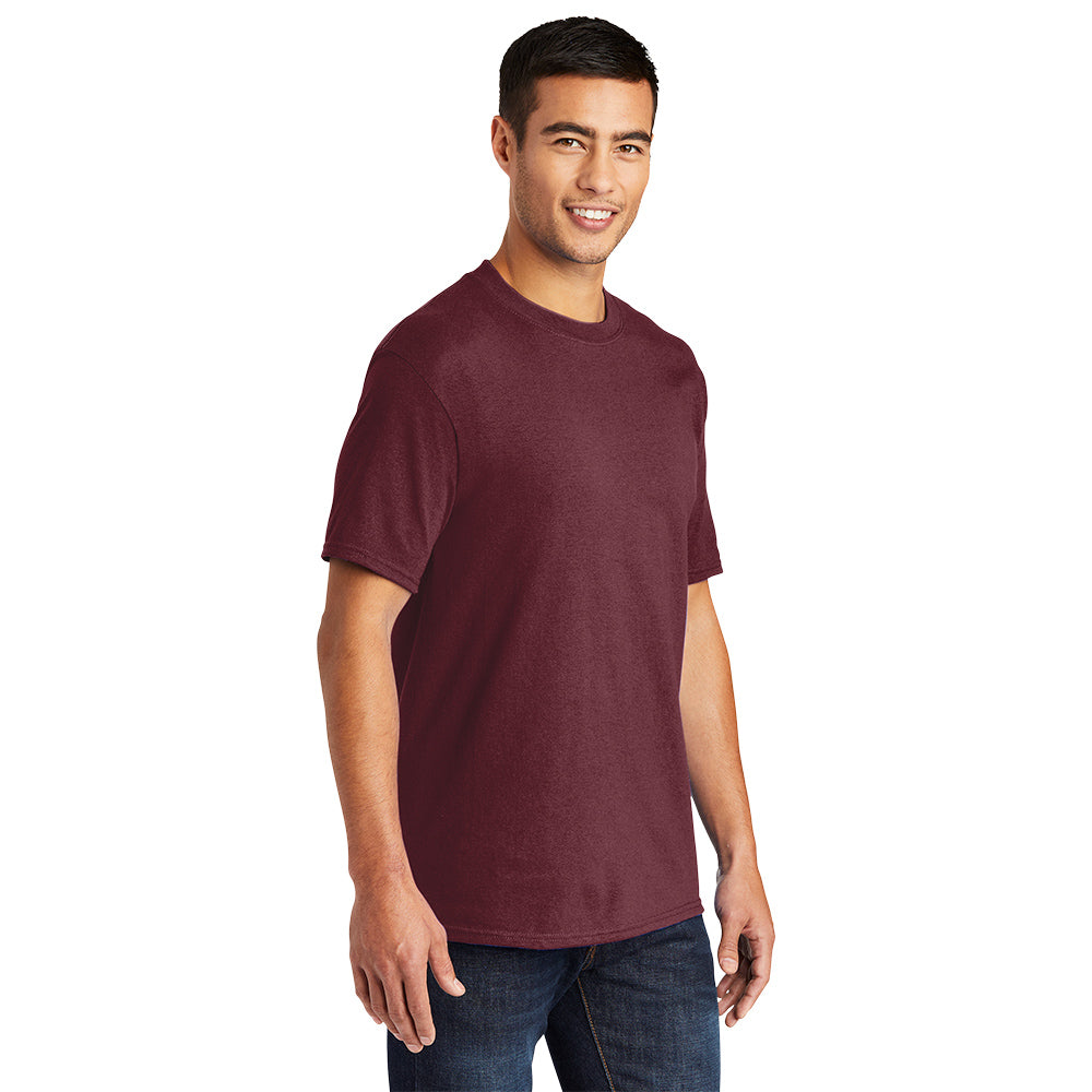 Port & Company® Tall Core Blend Tee with choice of screen print. Print color will vary depending on the color of the item.
