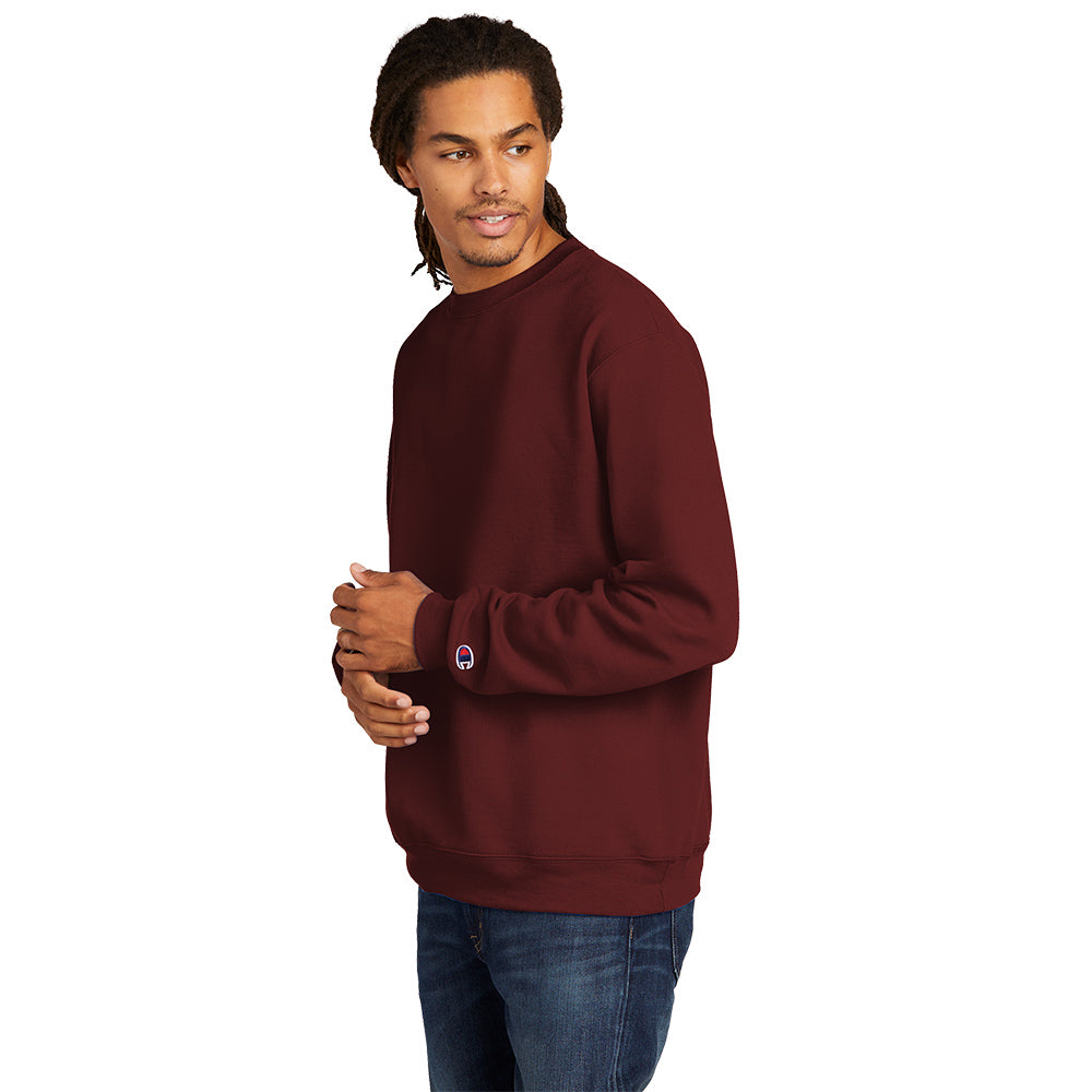 Champion® Powerblend® Crewneck Sweatshirt with front center embroidery. Print color will vary depending on the color of the item.