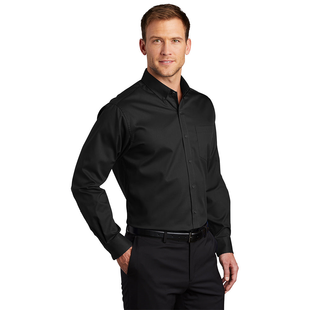 Port Authority® SuperPro™ Twill Shirt with left chest embroidery. Stitching will vary depending on color of item.