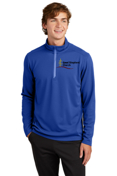 Sport-Tek® Sport-Wick® Textured 1/4-Zip Pullover with left chest embroidery. Stitching will vary depending on color of item.
