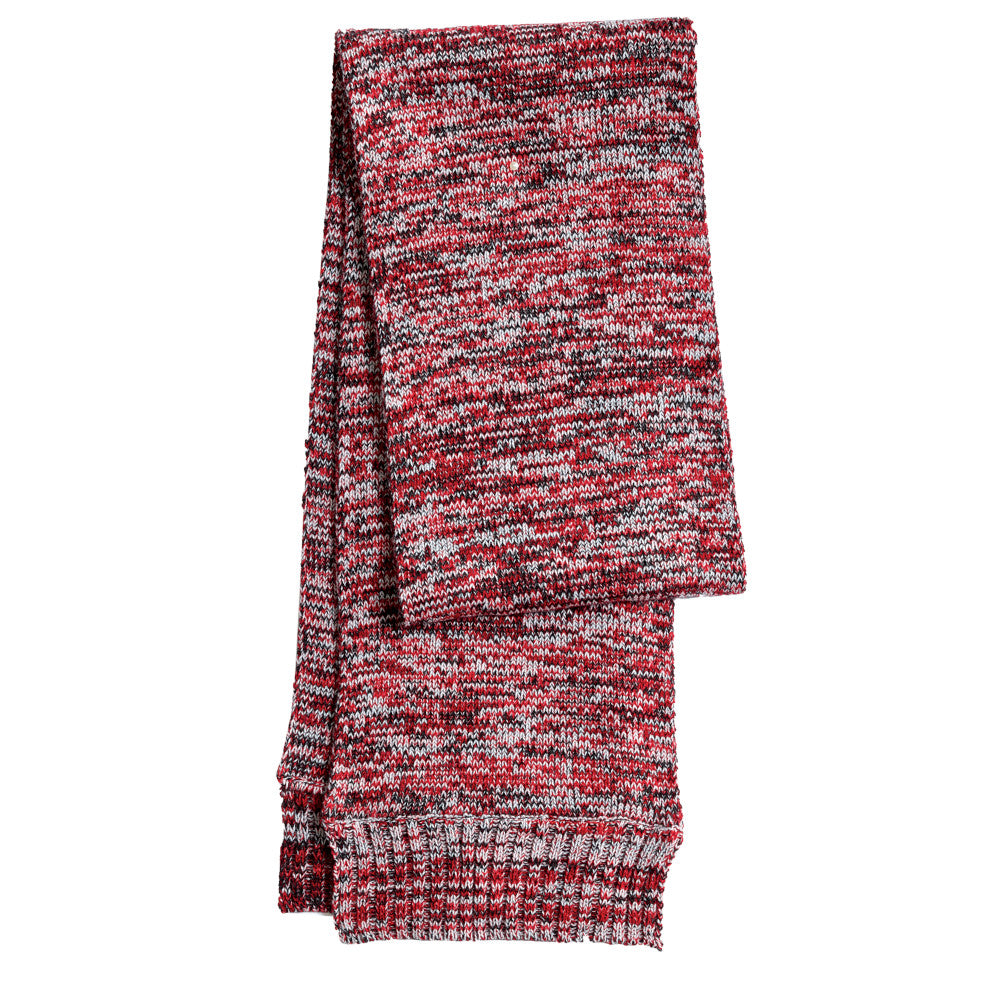 Sport-Tek® Marled Scarf with embroidery patch. Color of patch and stitching will be determined by the color of the fabric.