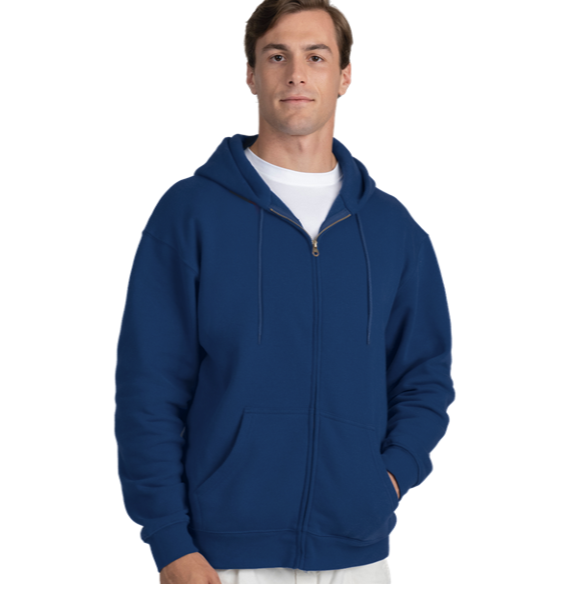 Available up to 6XL and 3XLT. Blue Generation Adult Zip Front Hoodie with left chest embroidery. Stitching will vary depending on color of item.