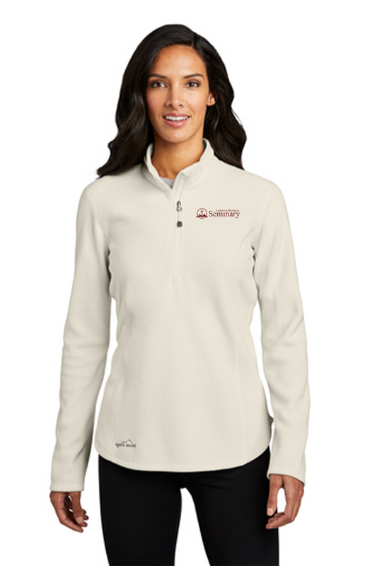 Eddie Bauer Ladies 1/2-Zip Microfleece Jacket with left chest embroidery. Stitching will vary depending on color of item.