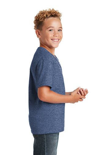 Jerzees® - Youth Dri-Power® 50/50 Cotton/Poly T-Shirt with left chest embroidery. Stitching will vary depending on color of item.