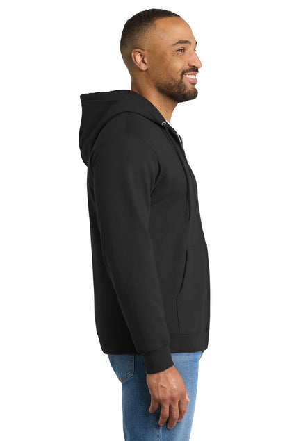 Port & Co™ Essential Fleece Full-Zip Hooded Sweatshirt with left chest Embroidery