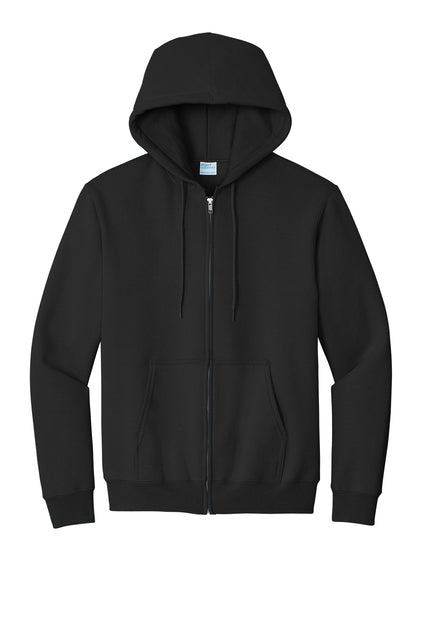 Port & Co™ Essential Fleece Full-Zip Hooded Sweatshirt with left chest Embroidery