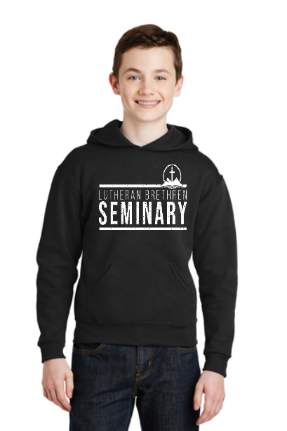 Jerzees® - Youth NuBlend® Pullover Hooded Front screen print. Screen Print color will vary depending on color of item.