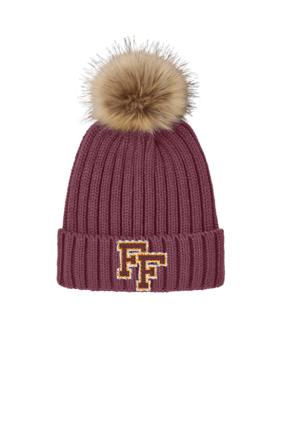 Port Authority® Faux Fur Pom Beanie with choice otter face or FF embroidery