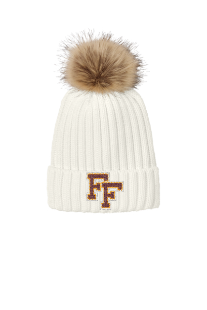 Port Authority® Faux Fur Pom Beanie with choice otter face or FF embroidery
