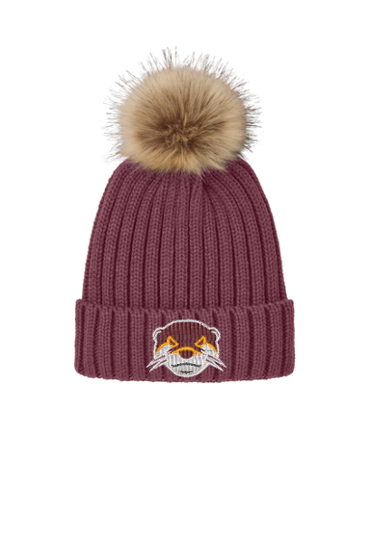 Port Authority® Faux Fur Pom Beanie with choice otter face or FF embroidery