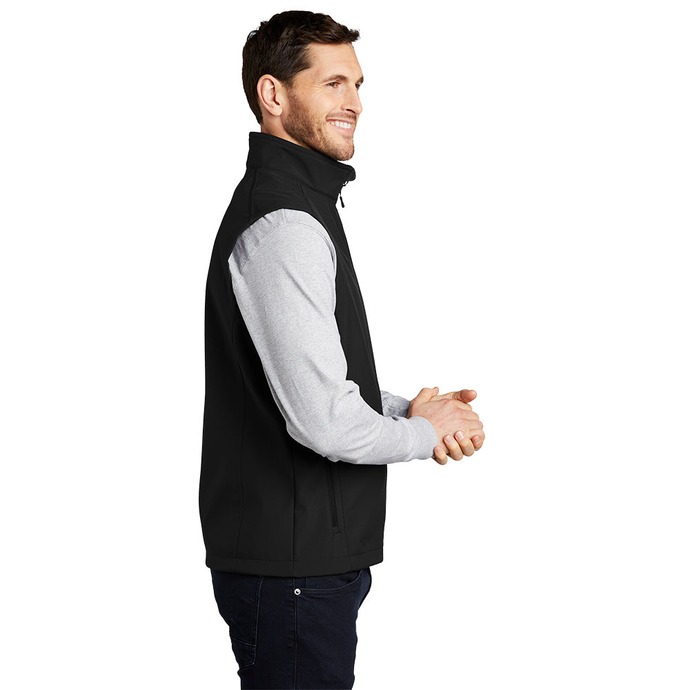Port Authority Core Soft Shell Vest with left chest embroidery. Stitching will vary depending on color of item.