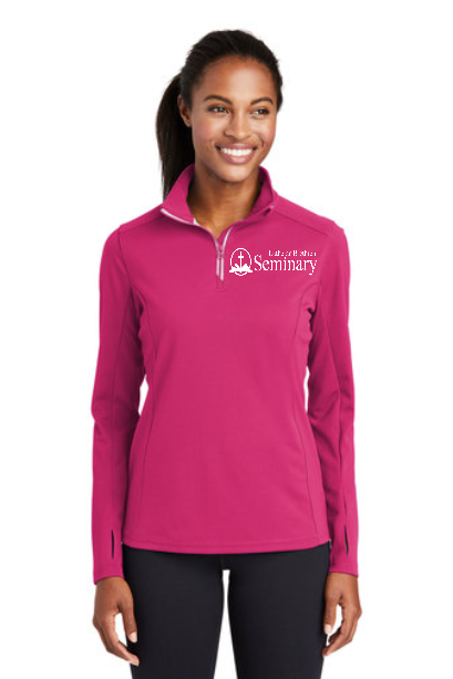 Sport-Tek® Women's Sport-Wick® Textured 1/4-Zip Pullover with left chest embroidery.   Stitching will vary depending on color of item.