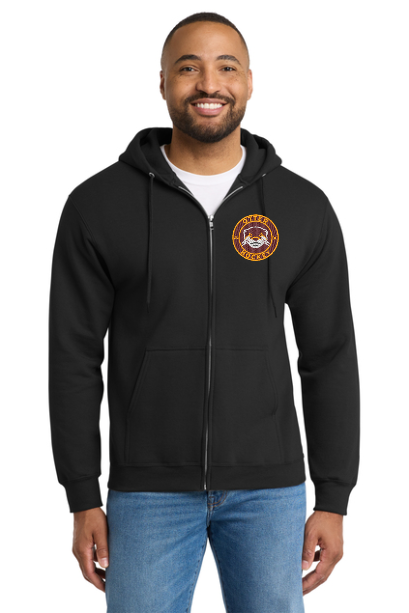 Port & Co™ Essential Fleece Full-Zip Hooded Sweatshirt with left chest Embroidery