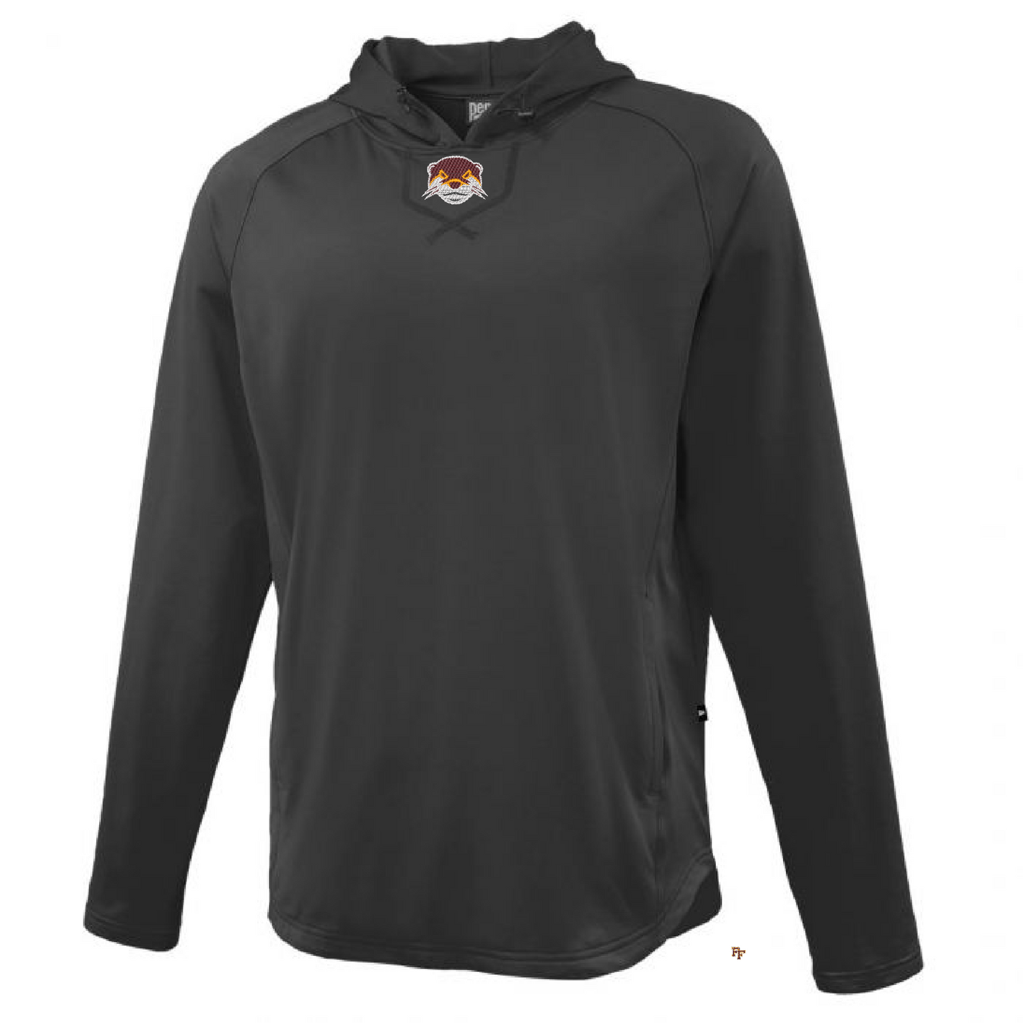 Pennant ace hoodie with otter face embroidered in the top center